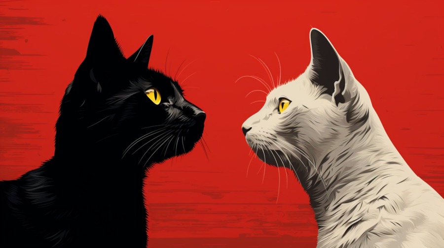 a black cat vs a white cat